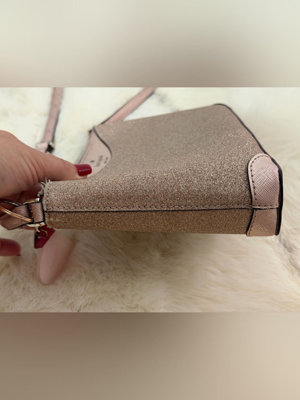 Kate Spade Rose Gold Glitter Shimmery Crossbody Bag - EUC - Picture 8 of 14